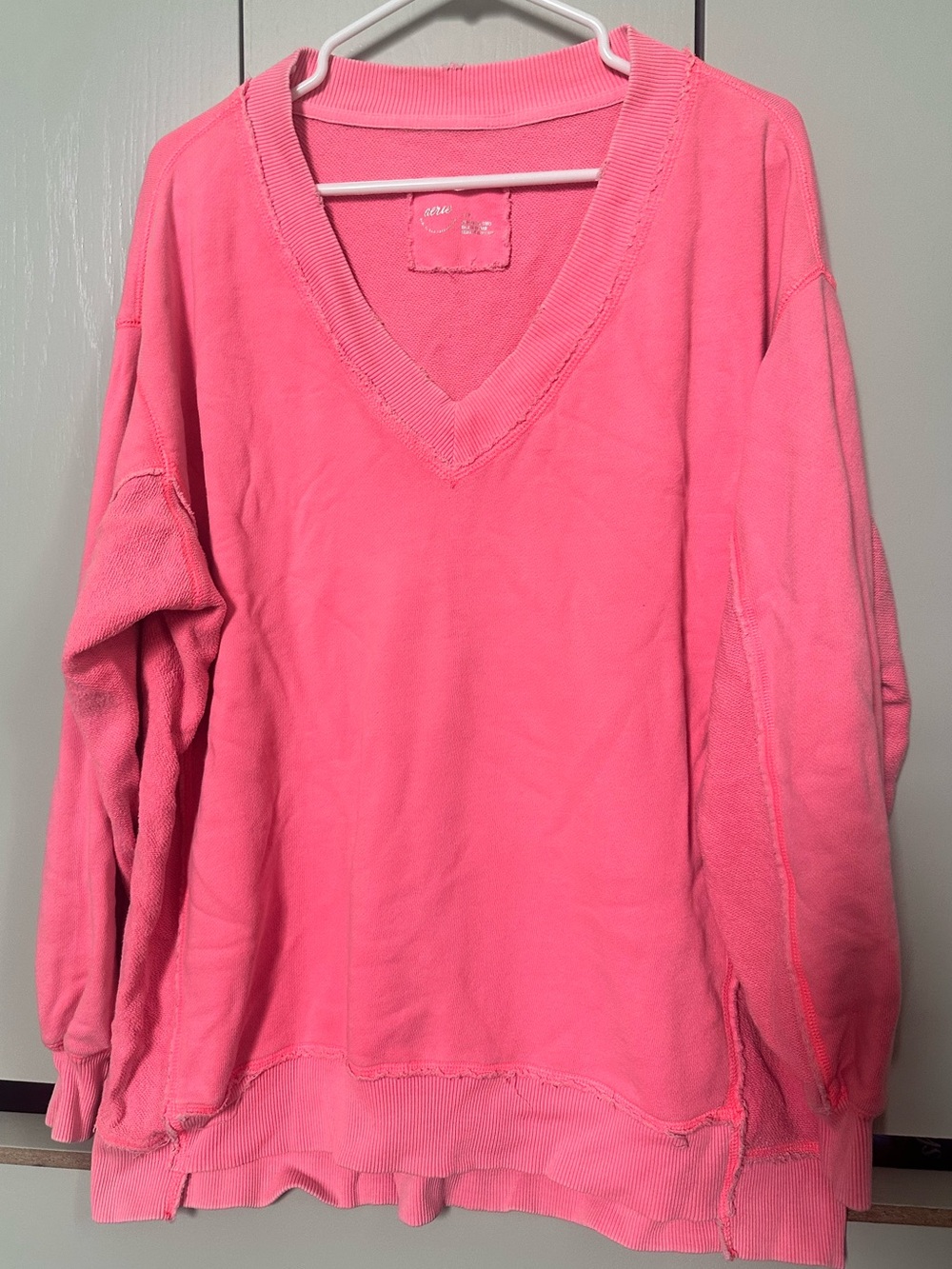 aerie Pink V-Neck Pullover Sweater
